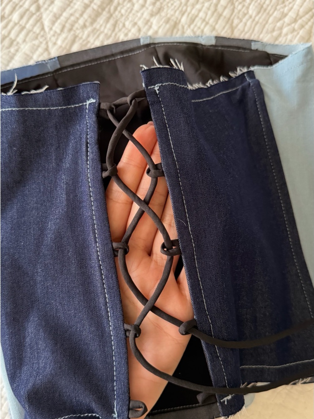 Denim Stripe Blue Corset Top - Picture 2 of 4